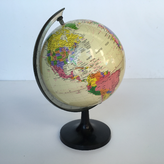 GLOBE, Medium Cream on Black Base 30cm H